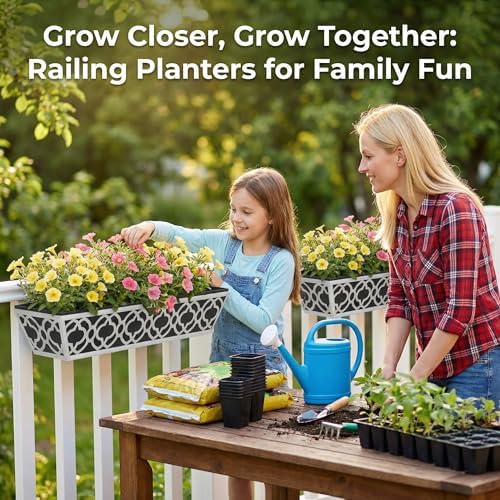 HFHOME 2 Pack 30 Inch Railing Planter Boxes with Adjustable Brackets & No...