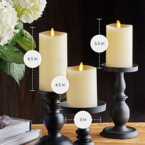Luminara Realistic Flameless LED Set of 3 Ivory Pillar Candles, Home Safe Mov...