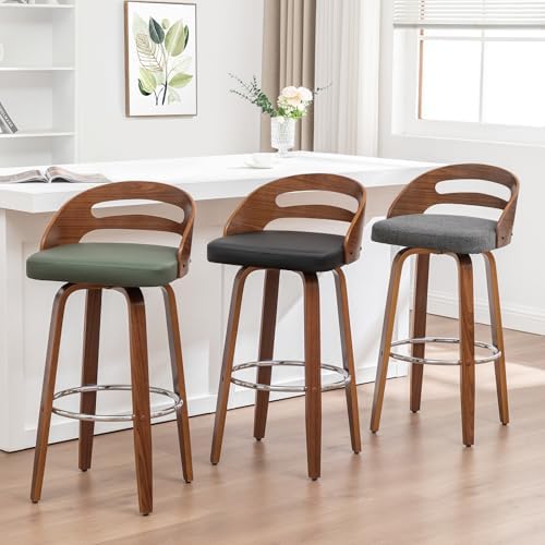 Mid Century Bar Stools, 30 inch Bar Height Barstools with Curved Low Back