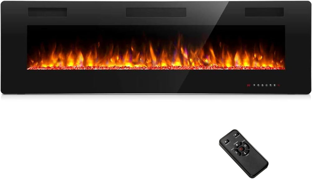 36" Electric Fireplace Insert Recessed and Wall Mounted, 750/1500W Ultra...