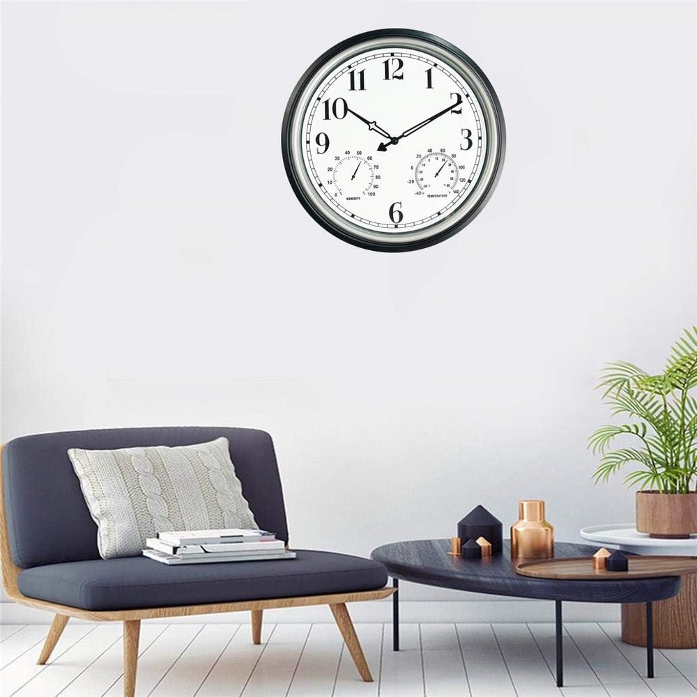 Rsobl 16 Inch Large Indoor Outdoor Wall Clock,Waterproof Non-Ticking Clock wi...