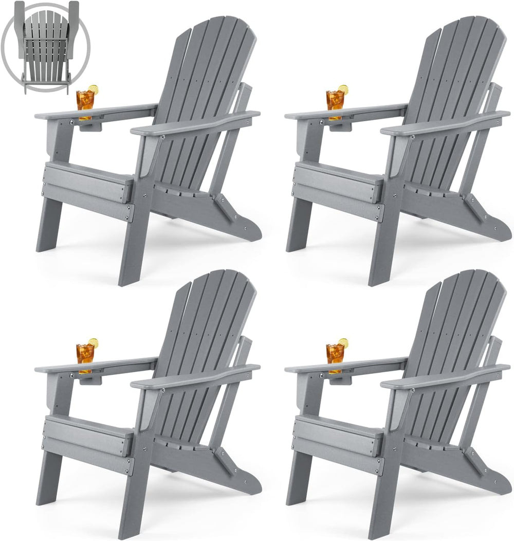 FUNBERRY Oversized Adirondack Folding Chair Set of 4, Fire Pit Chair 400LBS