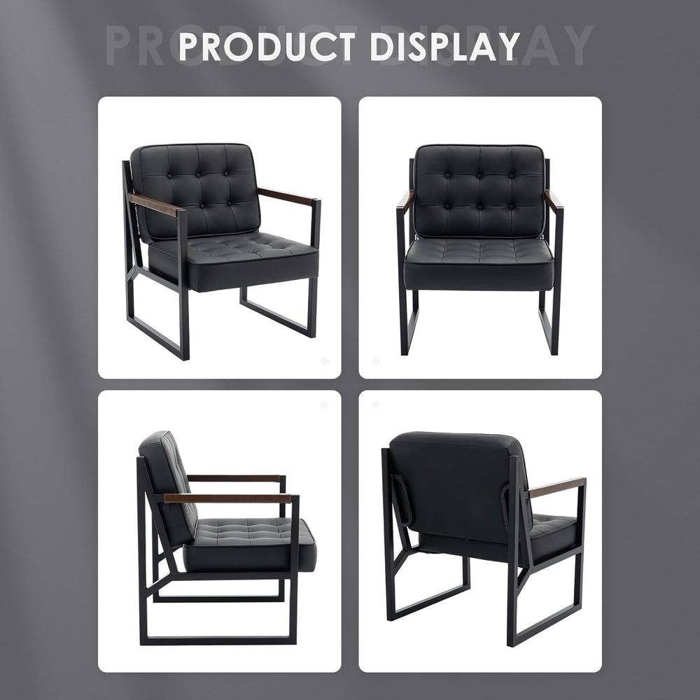 COLAMY Mid Century Modern Accent Chair Set of 2, Comfy Living Room Chair, Bla...