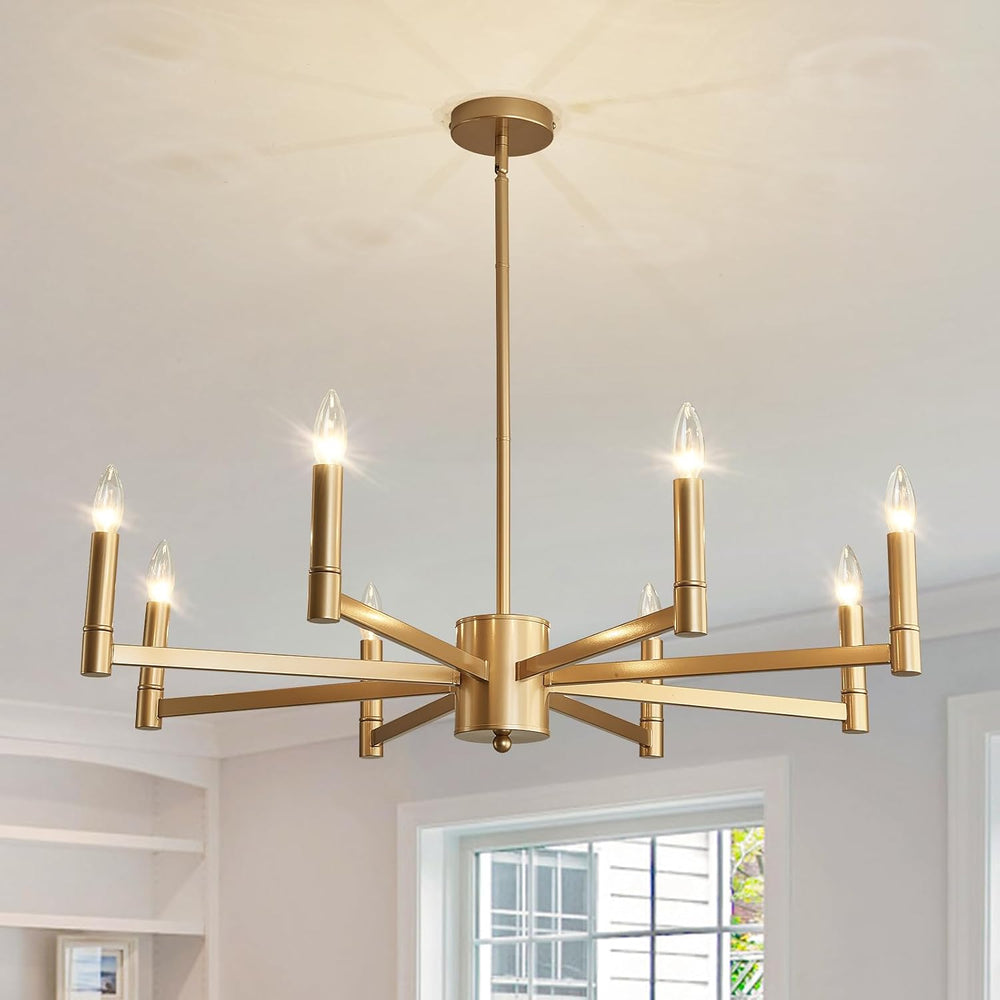ASGYISA 8-Light Gold Candle Chandeliers Modern Farmhouse Ceiling Light Fixtur...
