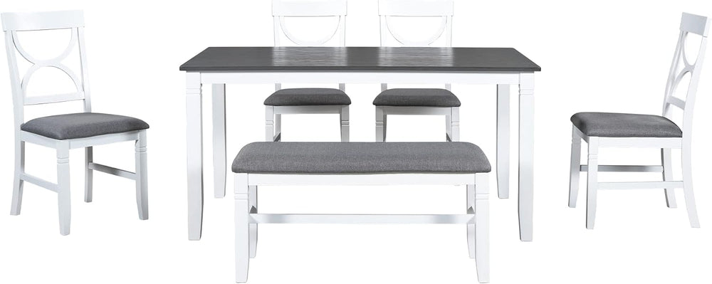 LUMISOL Farmhouse Dining Table Set for 6, Farmhouse Kitchen Table Set with 4 ...