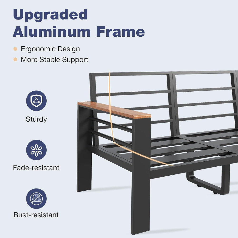Aoxun Aluminum Patio Furniture Set 7 Seats, Oversized Outdoor Sectional with ...