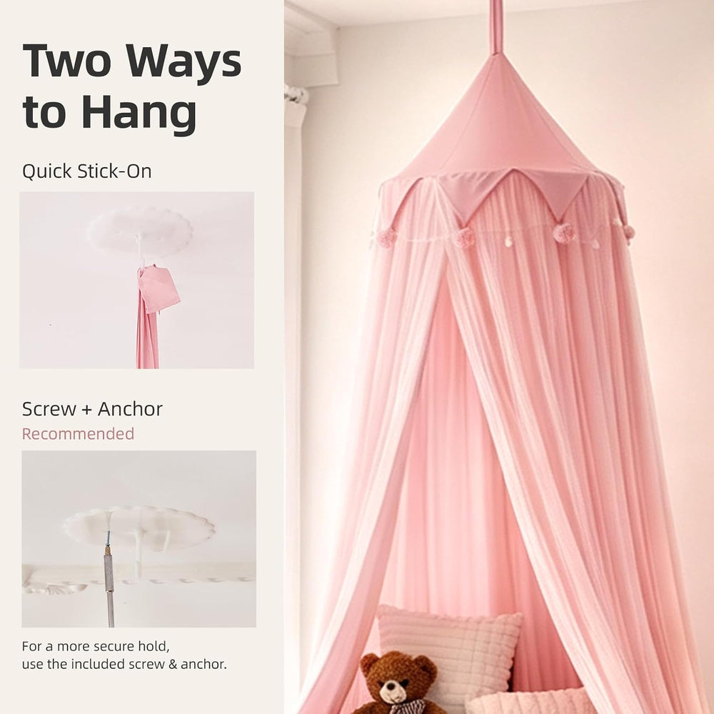 Princess Bed Canopy for Girls with Star Lights