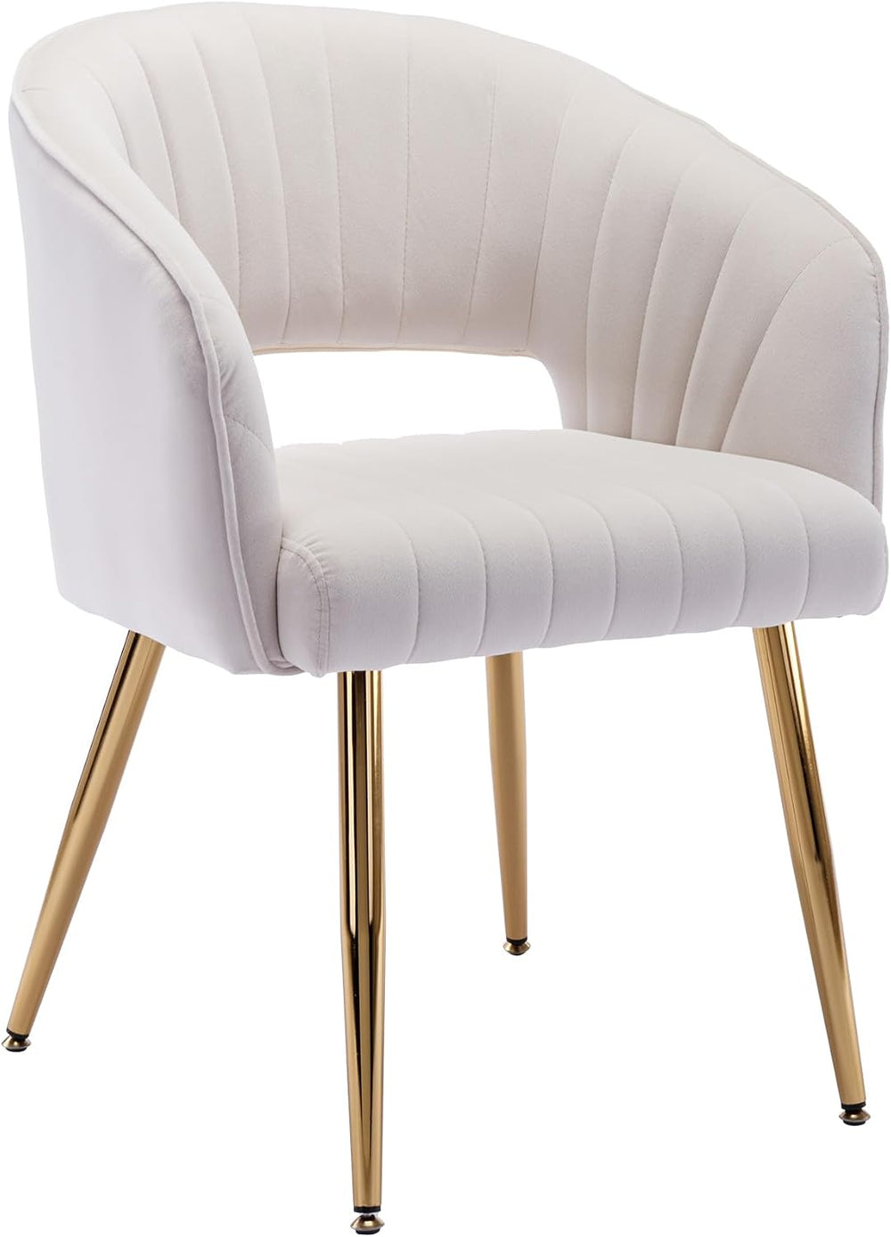 KCC Velvet Desk Chair Upholstered Tufted Chairs Dining Chairs 1 PC & Cream