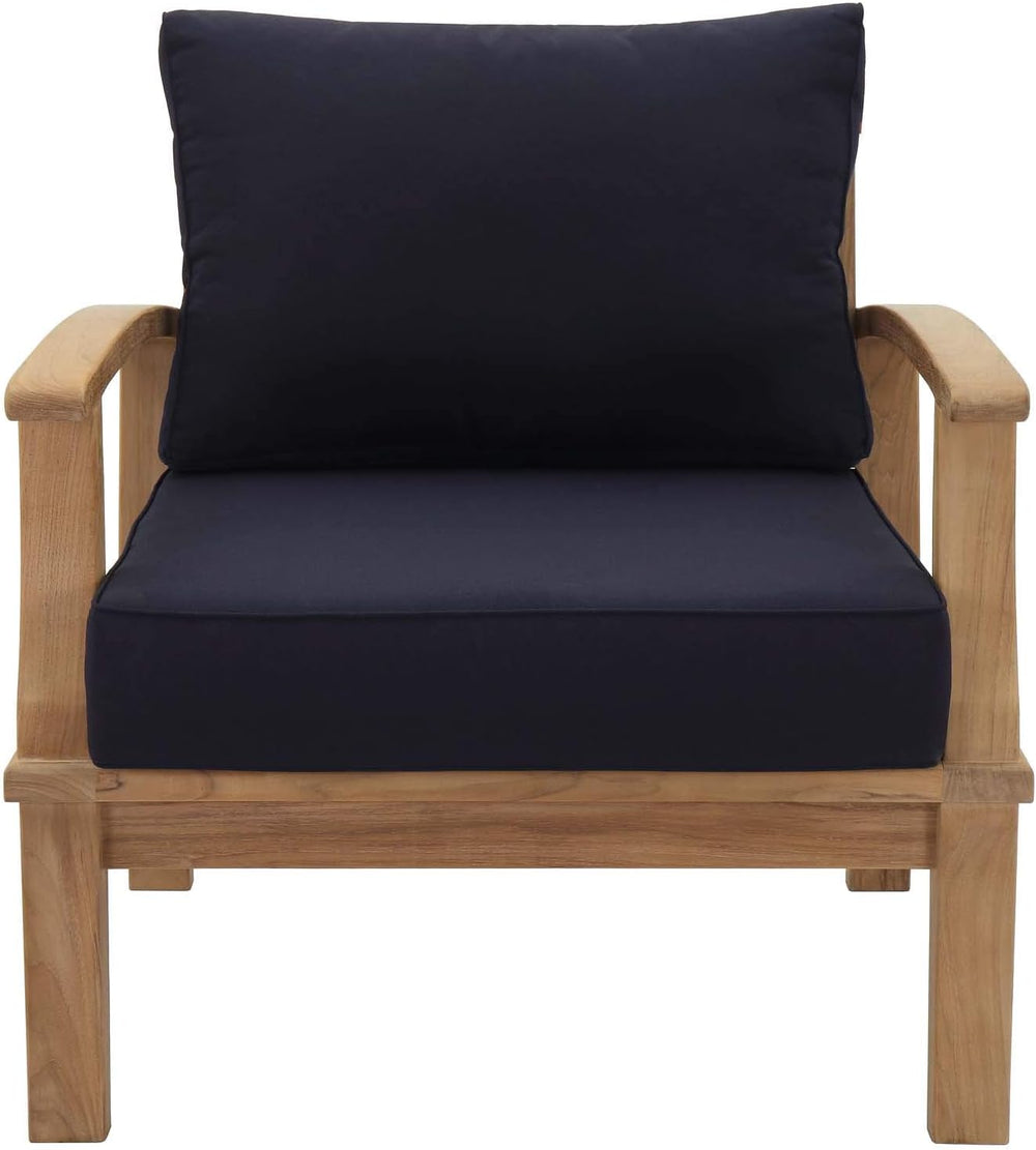Modway EEI-1143-NAT-NAV-SET Marina Premium Grade A Teak Wood Outdoor Patio Ar...