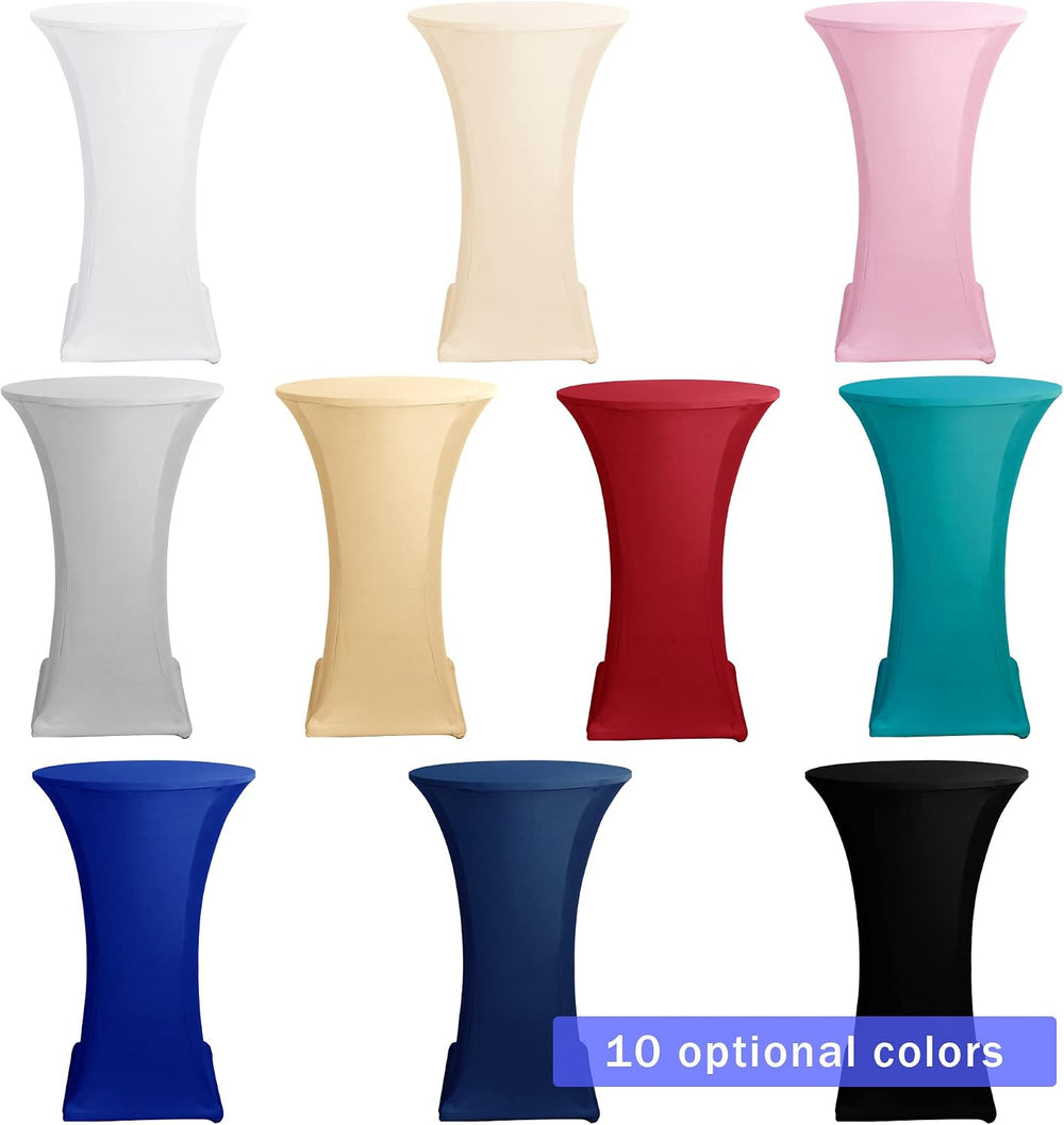Spandex White Cocktail Table Covers for 30-32 Inch High Top Pub 4 Pack