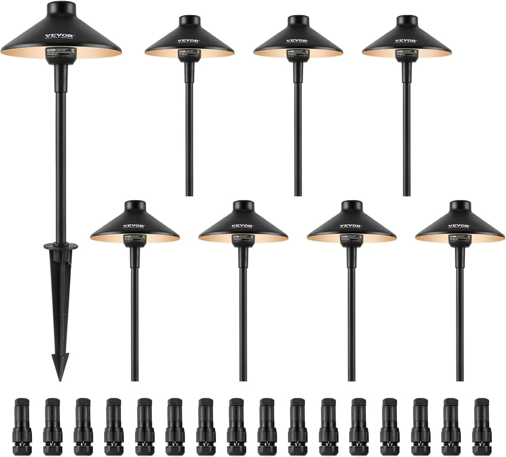 VEVOR 8 Pack Low Voltage Landscape Path Lights, 3W 210LM 12V-24VAC/DC Outdoor...