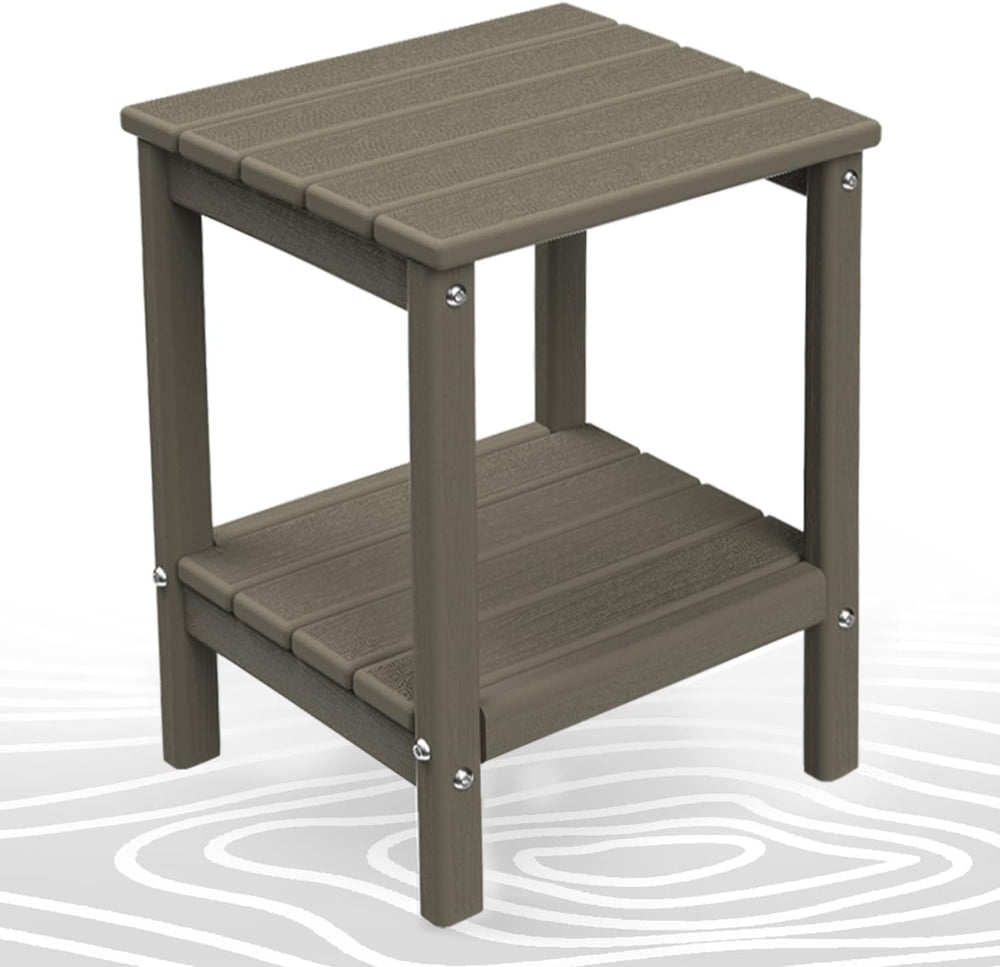 BRIOPAWS Outdoor-Side-Table | Small | Wood Grain | HDPE Plastic | Patio End-T...