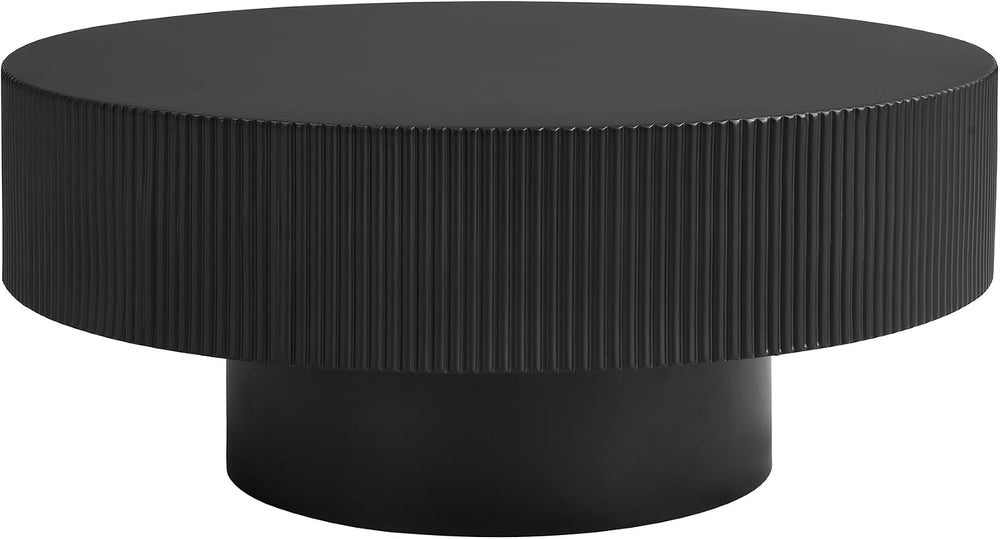 LUMISOL Modern Fluted Coffee Table with 6.8" Thick Tabletop, Black