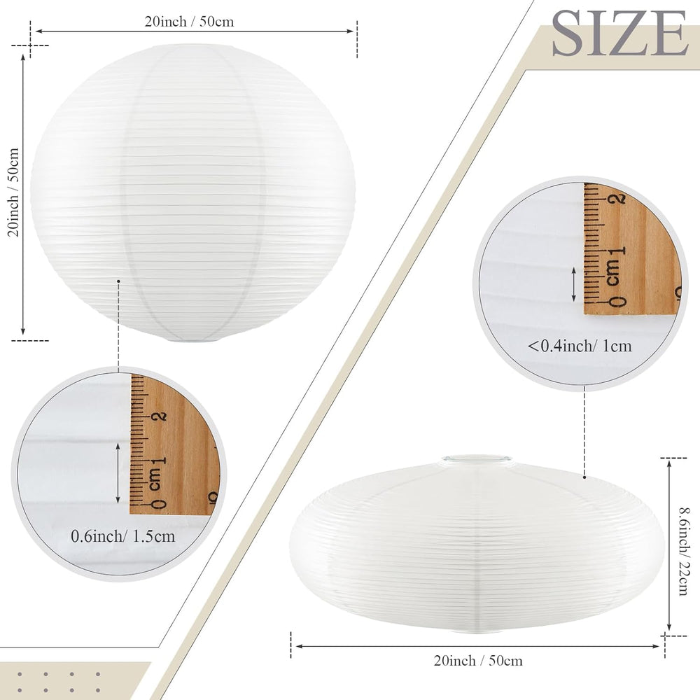 Fuyoooo 2 Pcs Chinese Paper Lanterns 20 Inch White Lampshade, Large Round and...