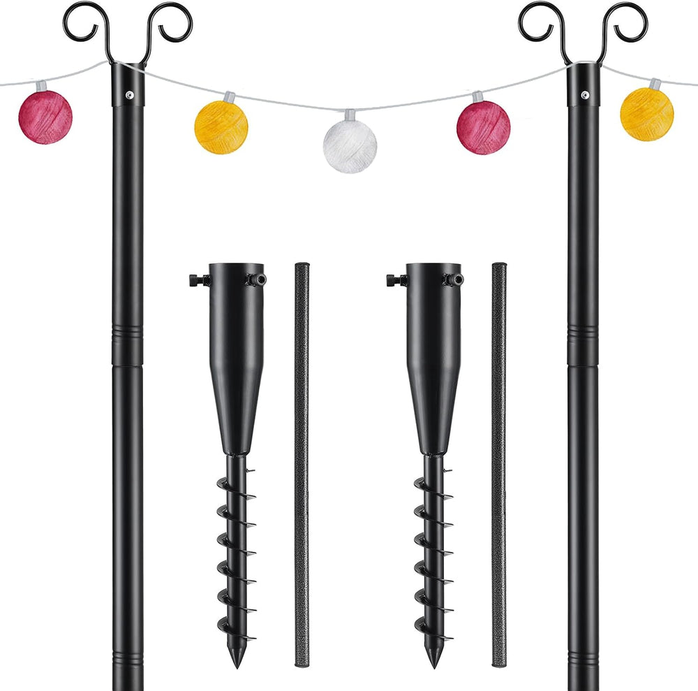 COCONUT String Light Poles for Outsides, 2 PCS 10 FT Heavy Duty Metal Poles f...