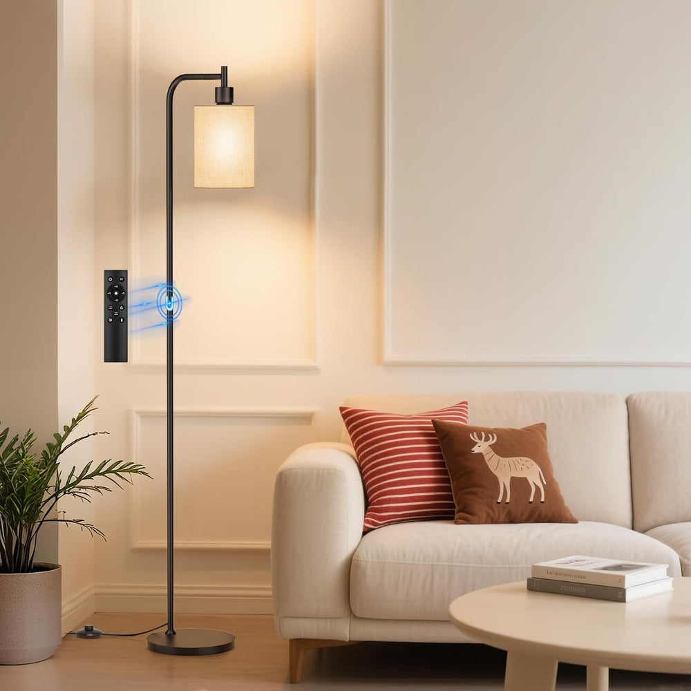 SIBRILLE Floor Lamp with Linen Shade, Dimmable Tall Standing Lamp with Remote...