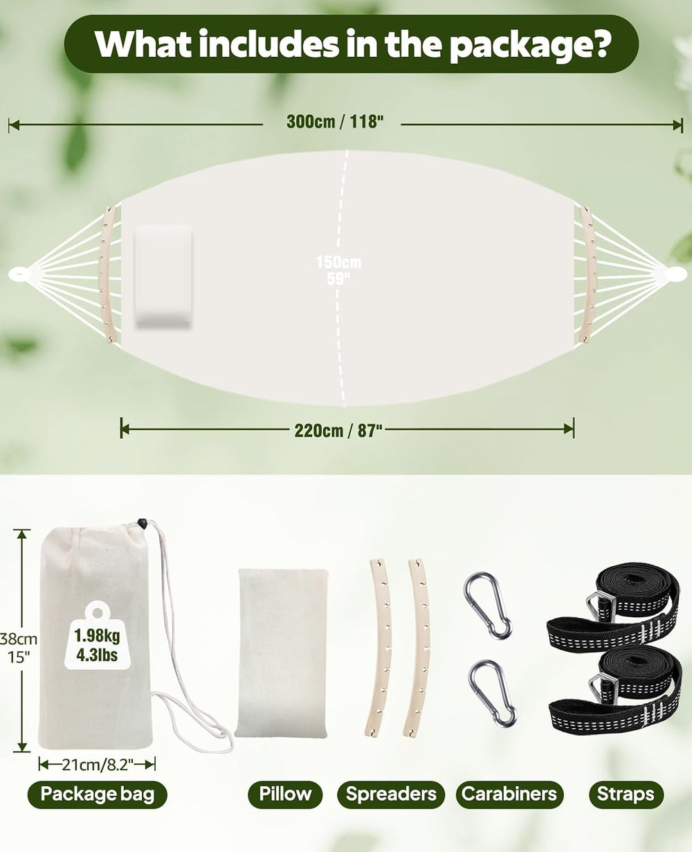 Chihee Cotton Blended Hammock for Stand 9.8ft x 4.9ft Holds Up to 660lbs