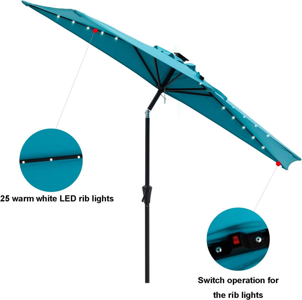C-Hopetree 9 ft Half Round Outdoor Patio Market Wall Umbrella with Solar LED ...