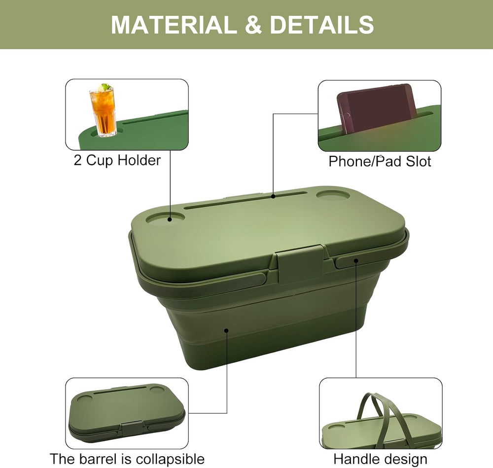 Foldable Picnic Basket Car Trunk Organiser Green