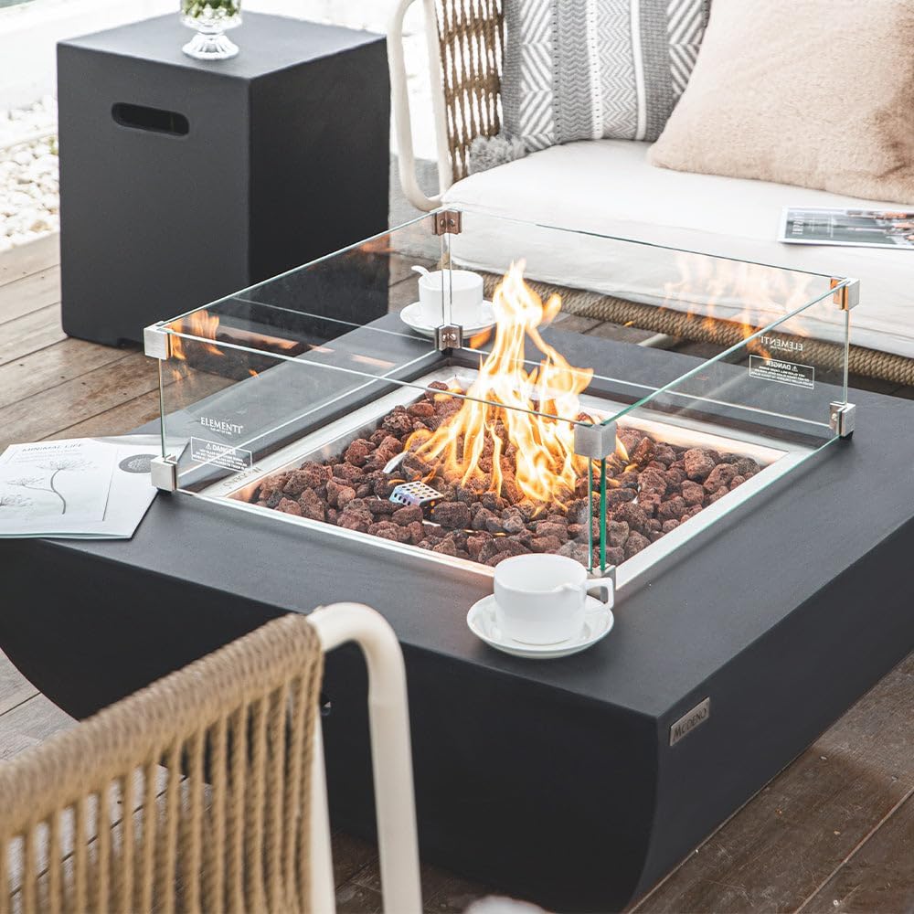 Aurora Fire Table Outdoor Fire Pit 34" x 34" Cast Concrete Firepit ...