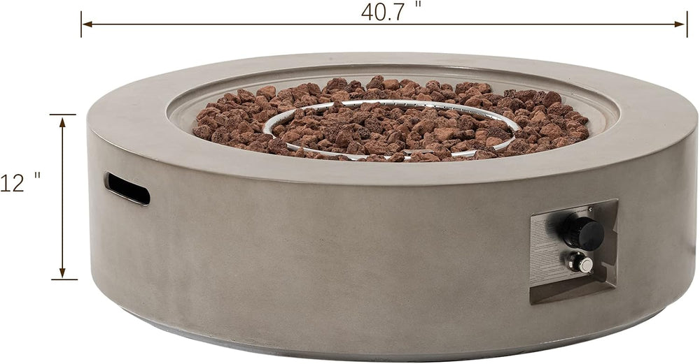 SUNBURY Outdoor 42" Fire Pit Table, 50000 BTU Gray Patio Fire Table, Con...