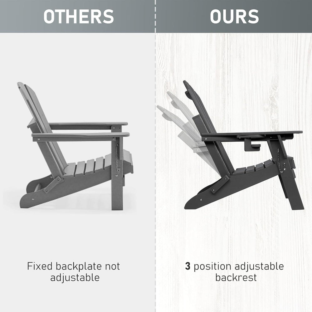 Oversized Folding Adirondack Chair Set of 4 with Adjustable Backrest 400LBS
