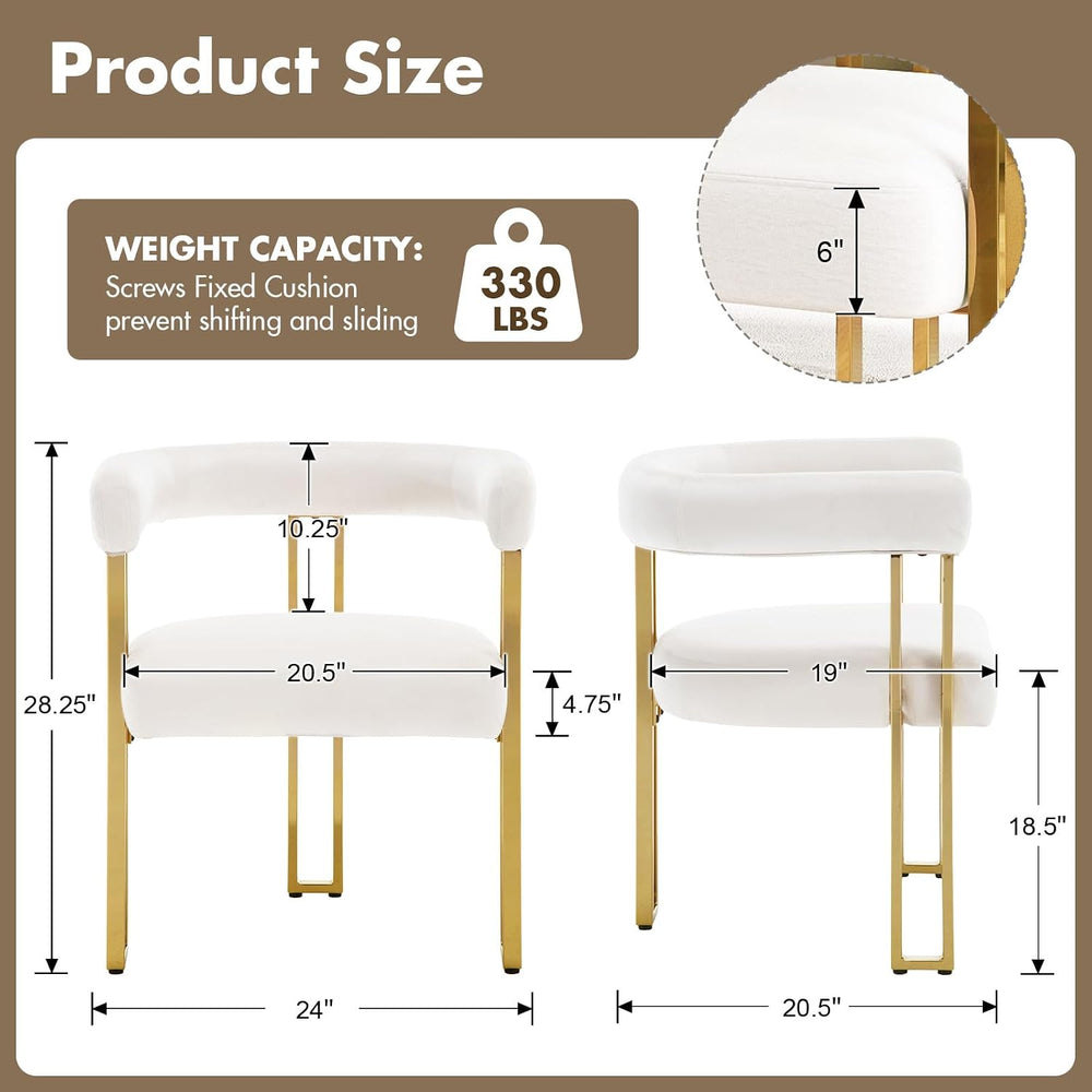 Hyfirm Beige and Gold Modern Dining Chairs Set of 2, Velvet Upholstered Barre...