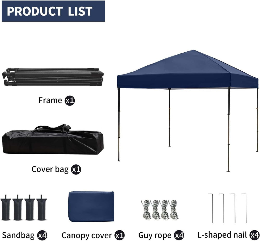 10x10 Pop Up Canopy Tent, Outdoor Portable Canopy(Navy Blue)