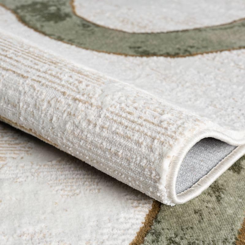 Abani Beige Cream Green Graffiti Washable Area Rug – 6' x 9' – Abstra...
