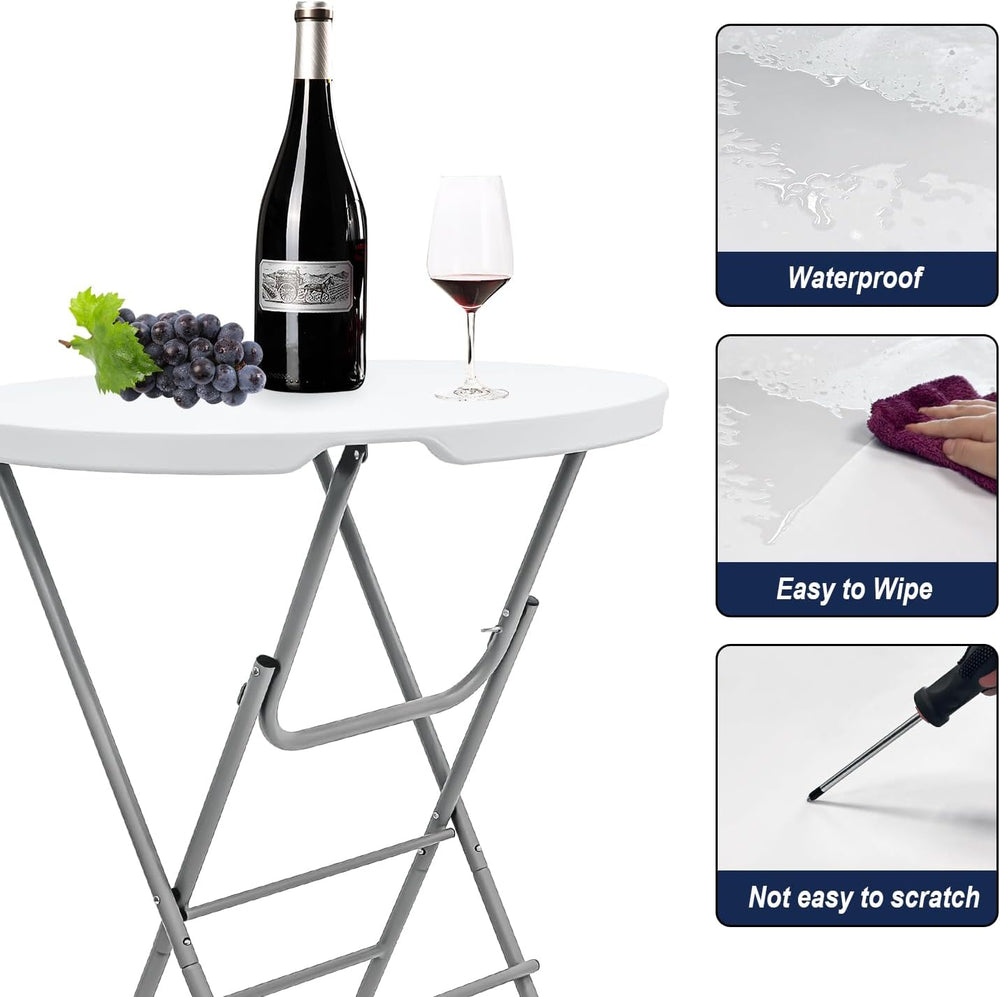 31.5" L X 31.5" W X 43" H - Cocktail Table White High Top Fold...