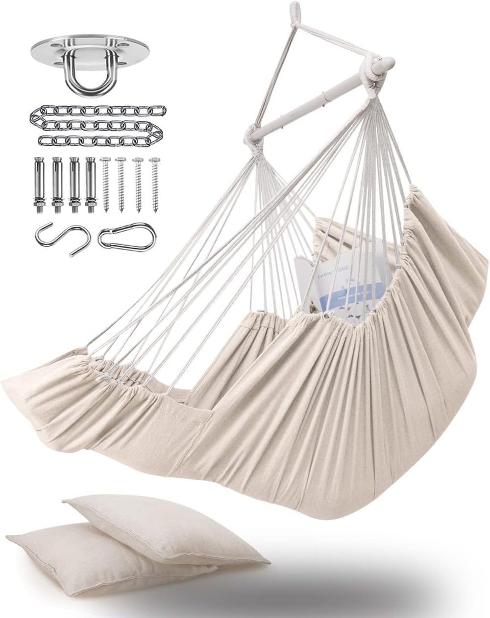 ADVOKAIR Hanging Hammock Chair Large Swing Chair with Foot Rest and Hardware,...