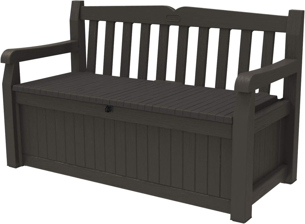 Keter Solana 70 Gal Outdoor Storage Bench for Patio and Pool Accessories