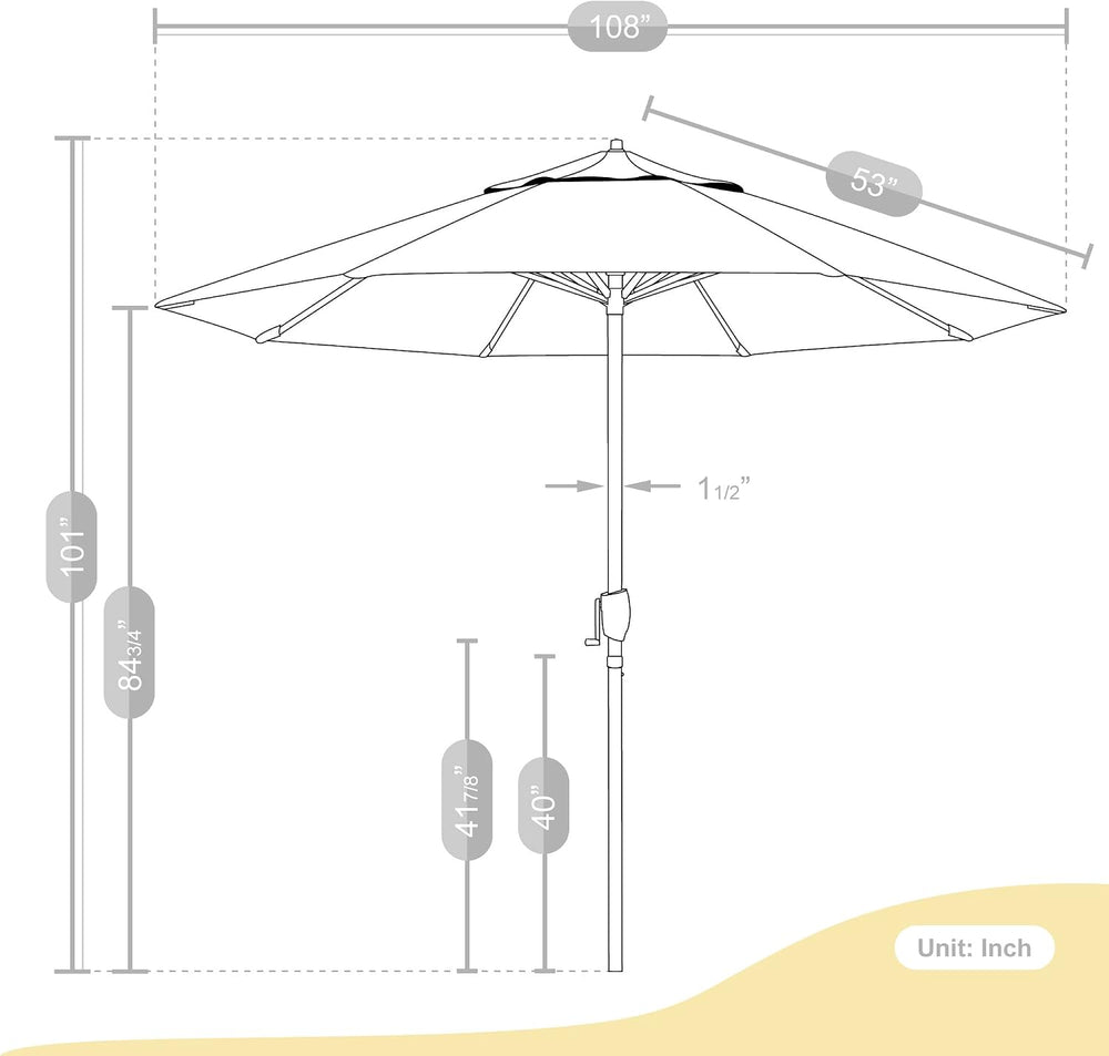 California Umbrella 9' Round Aluminum Outdoor Deck, Pool or Patio Umbrell...