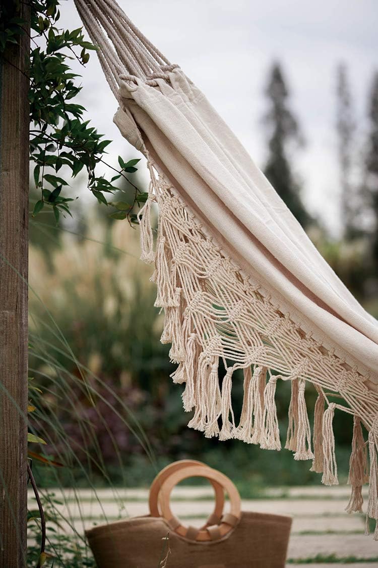 RISEON Handmade Boho Large Brazilian Macrame Fringe 2 Person Double Deluxe Ha...
