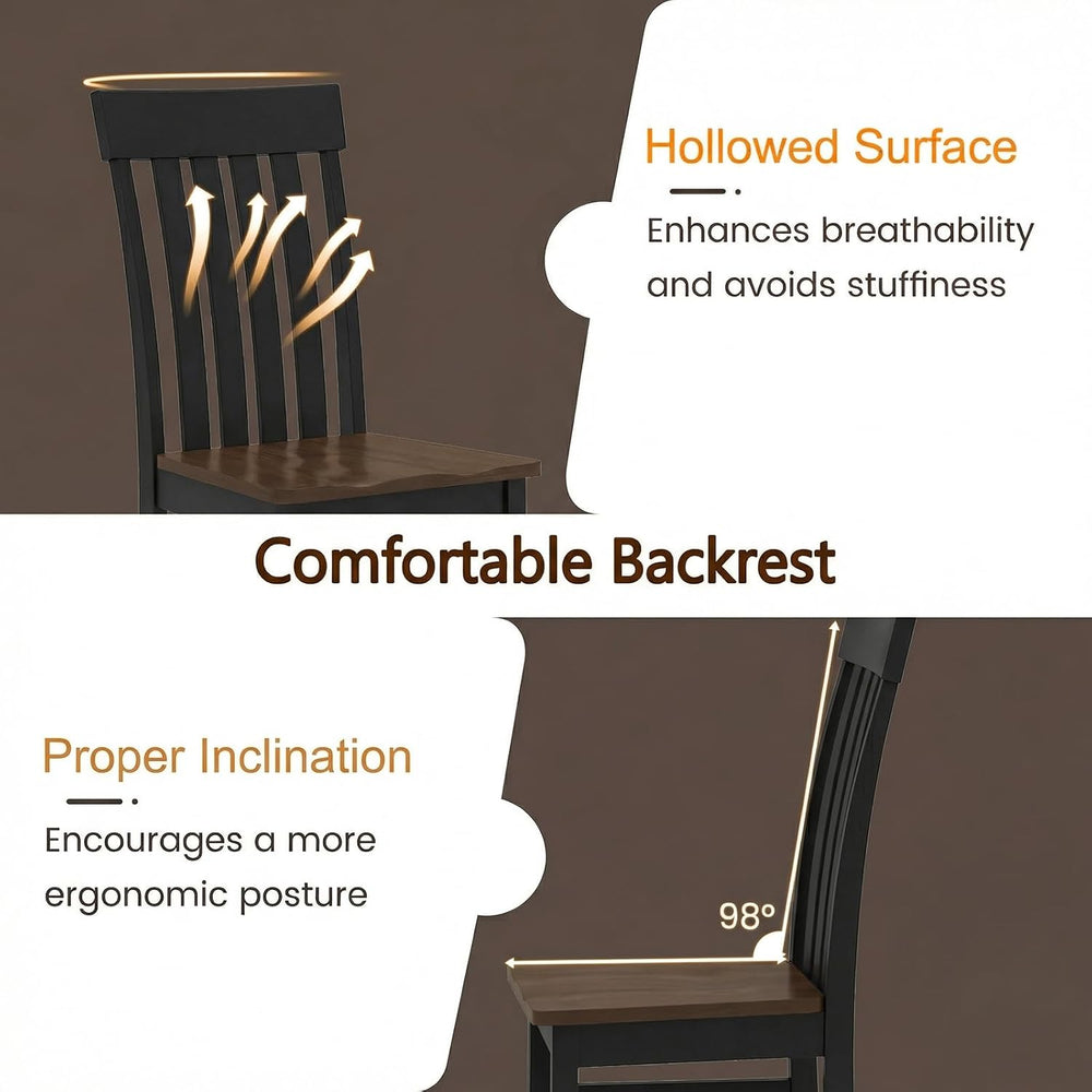 GIANTEX Wooden Dining Chairs Set of 4, Hollowed Backrest & Rubber Wood Seat
