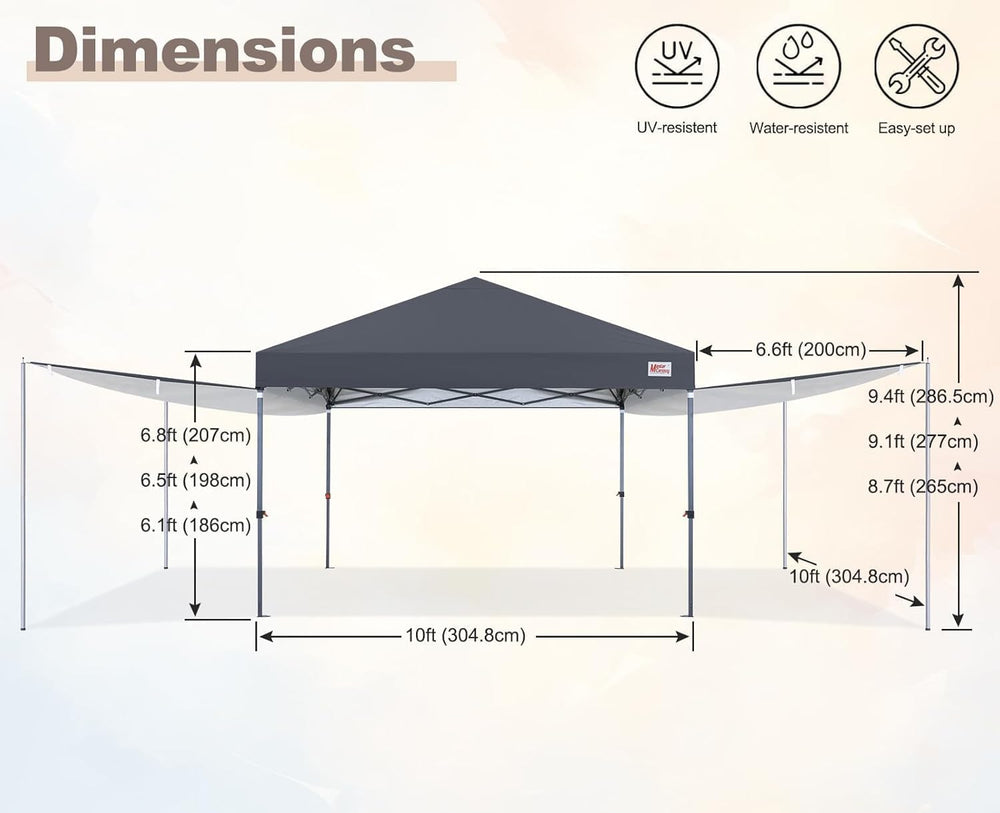 MASTERCANOPY 10x10 Pop Up Canopy Tent with 2 Shelters,230 Sq ft Drak Grey