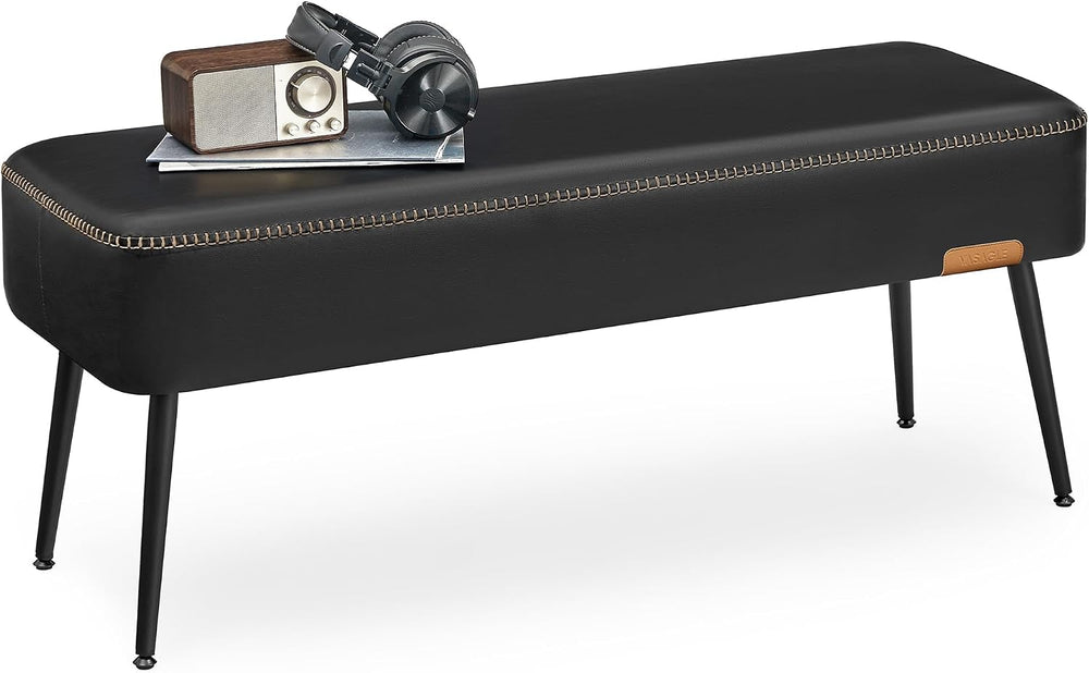VASAGLE Bench for Entryway, PU Leather, Steel Legs, Loads 660 lb