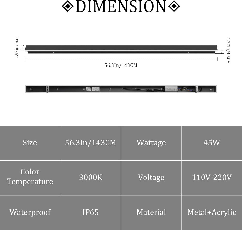 56In Long Outdoor Light,IP65 Waterproof Modern Exterior Lighting Fixture 3000...