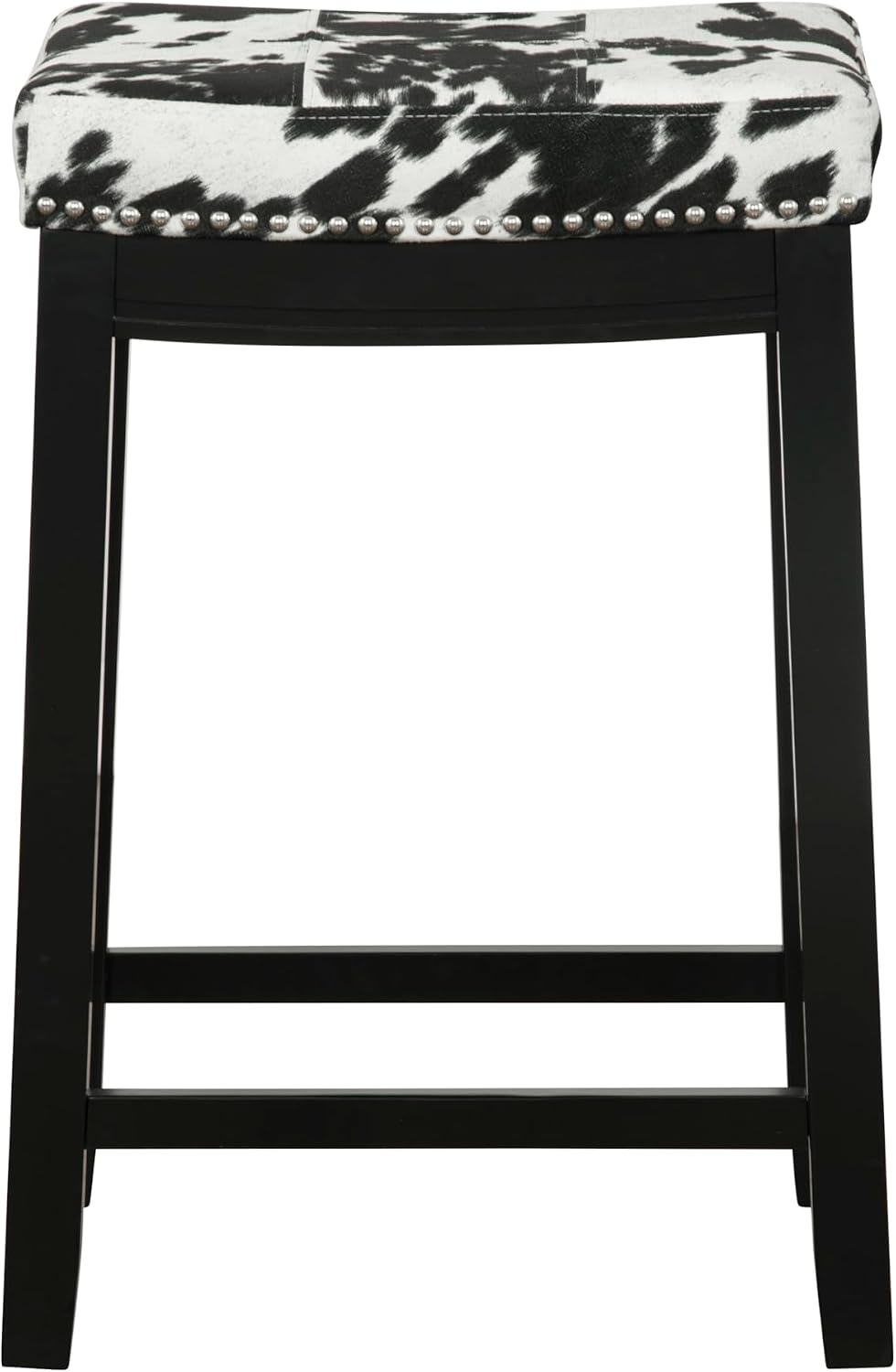Linon Claridge Black Wooden 24 Incch Seat Height Counter Stool with Black and...