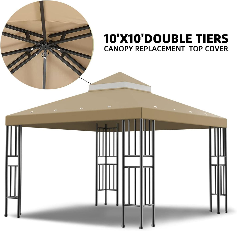 Sumfaller 10x10 FT Gazebo Replacement Canopy Top Cover