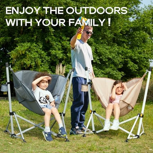 Portal Hammock Camping Chair,350 lbs Folding Rocking Chair for Adults, Grey