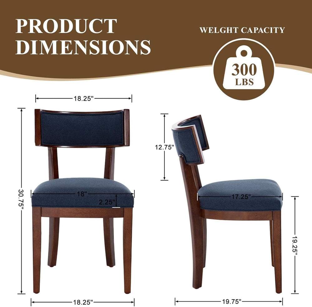 Blue Dining Chairs Set of 6, Upholstered Linen Fabric Dining Room Chairs with...