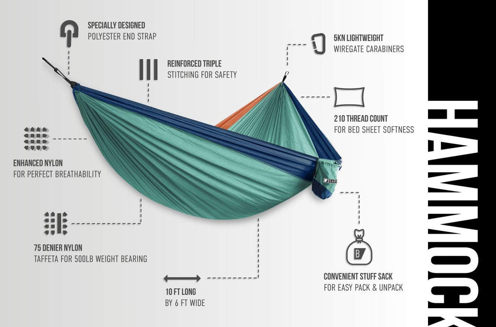 Bear Butt Camping Hammock - Hammock - Camping Gear - 2 Person Hammock - Backp...