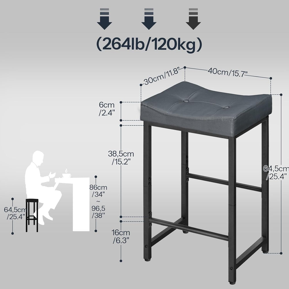 HOOBRO Barstools,25.4" Saddle Stools with PU Upholstery, Counter Height ...
