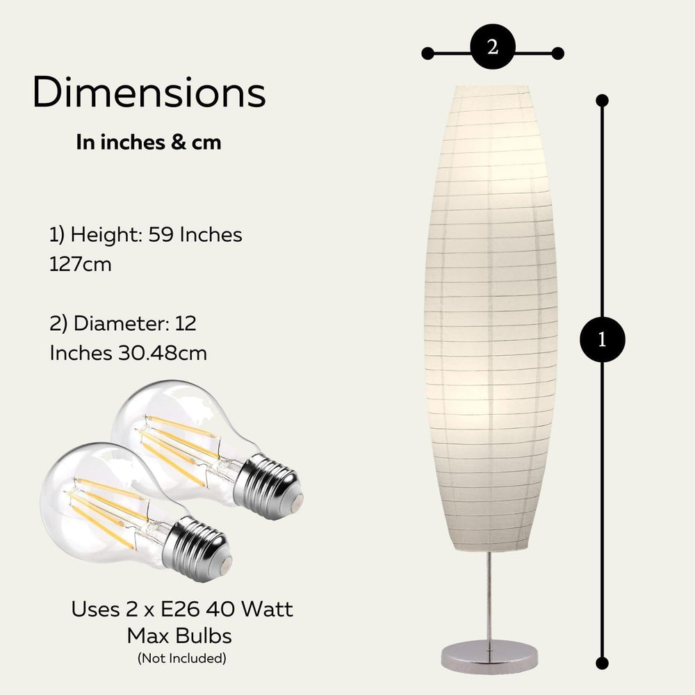 LIGHTACCENTS Paper Floor Lamp Set of 2, 59" Tall Modern Standing Lamps f...