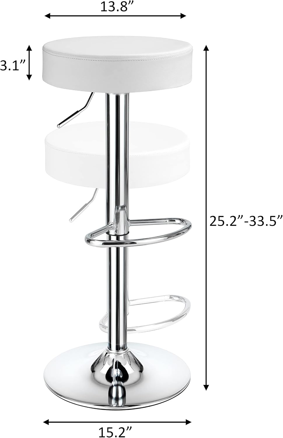 Finnhomy Bar Stools Set of 2 Modern PU Leather, Swivel Barstools with Footres...