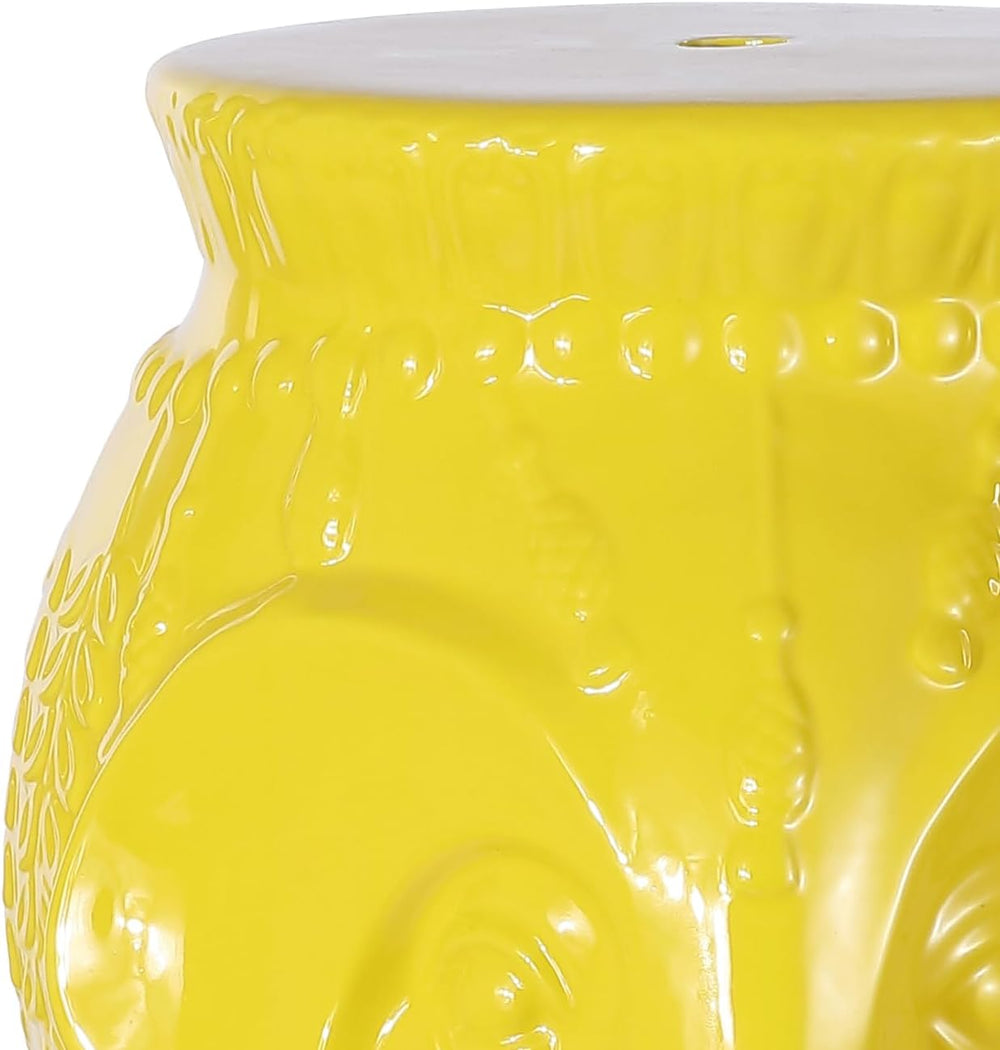 JONATHAN Y Orla Elephant Garden Stool 18.5" Ceramic Accent Table, Yellow