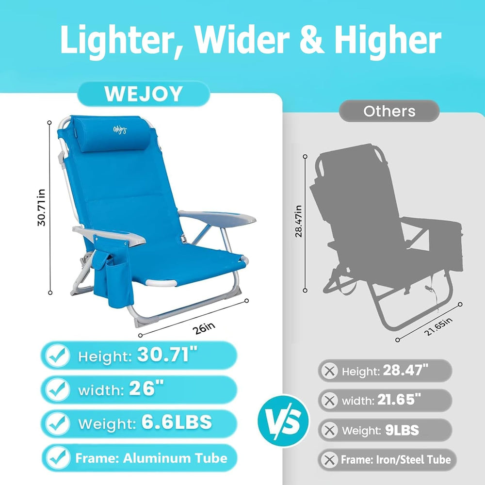 #WEJOY Beach Chairs for Adults,Reclining Adjustable 4 Position for Outdoor