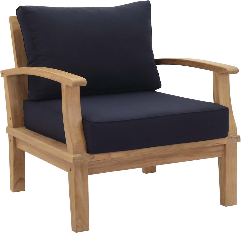 Modway EEI-1143-NAT-NAV-SET Marina Premium Grade A Teak Wood Outdoor Patio Ar...