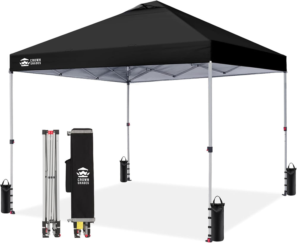 CROWN SHADES 12x12 Pop Up Canopy Tent with One Push Setup, Black